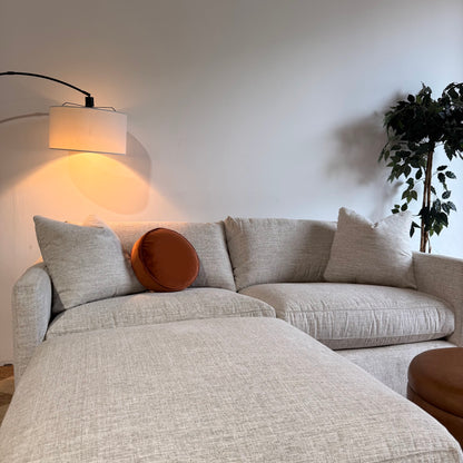 Brook Loveseat + Ottoman in Anquilla Ivory Performance Chenille — Kindred Couches