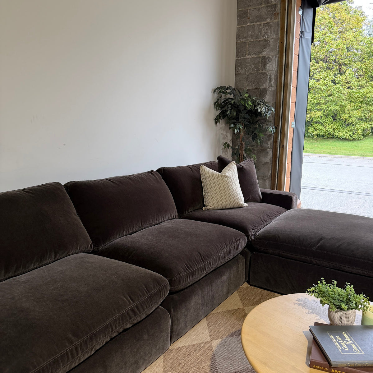 Woodland Double Chaise with Classic Ottomans from the left