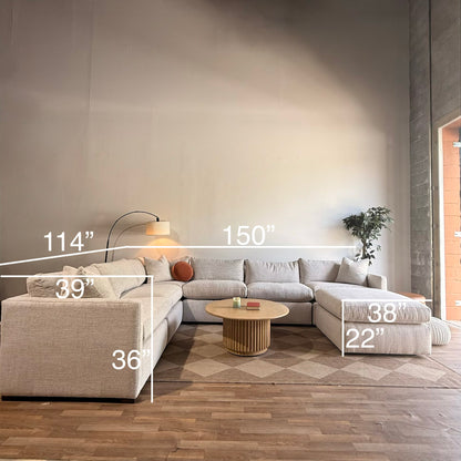 Brook Grand Corner Sectional + Ottoman in Anquilla Ivory Performance Chenille — Kindred Couches