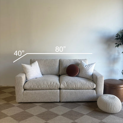 Cypress Loveseat in Oatmeal Basketweave, dimensions