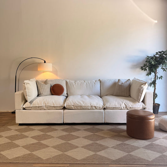 Albany Park Kova Sofa 122 + Double Storage Ottoman in Sand Basketweave