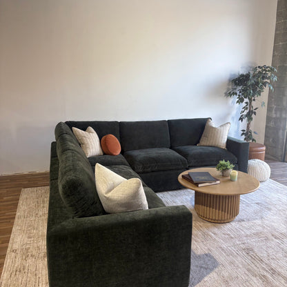 Cypress Corner Sectional in Velvet Forest Green, left view