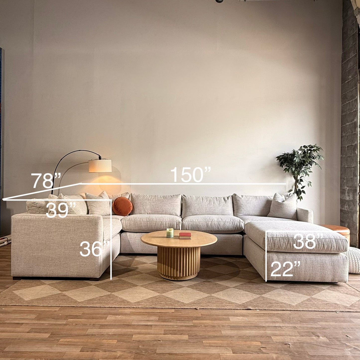 Brook U-Shape Enclosed Sectional - Anquilla Chenille