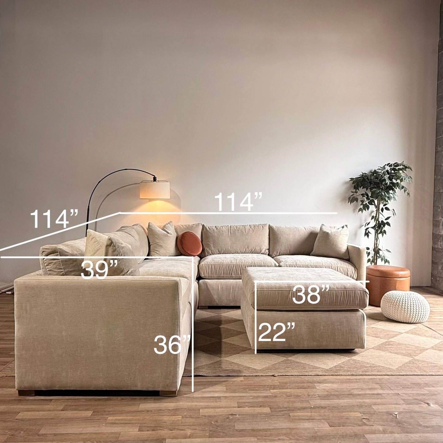 Brook Corner Sectional + Ottoman - Milano Velvet