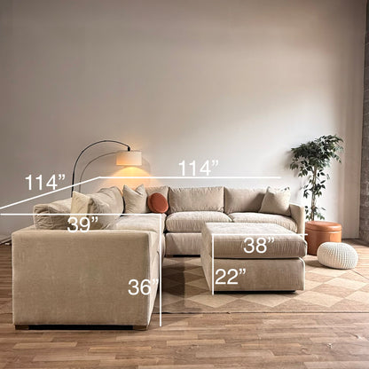 Brook Corner Sectional + Ottoman - Milano Velvet