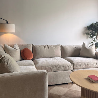 Brook L-Shape Enclosed Sectional in Milano Sand Velvet — Kindred Couches