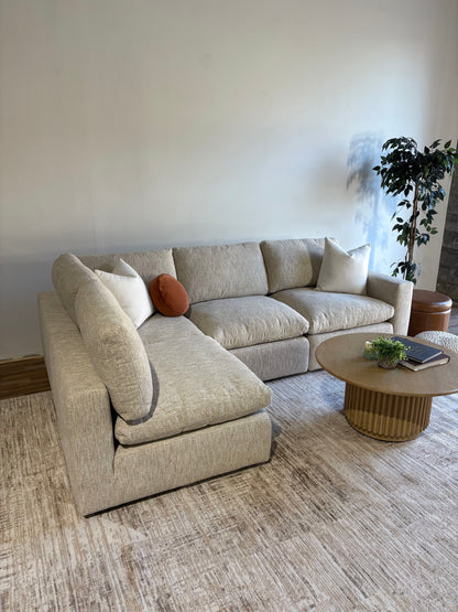 Cypress L-Shape in Oatmeal Basketweave, left view