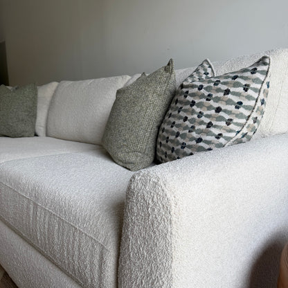 Oak L-Shape Enclosed in Performance Snow Boucle by Kindred Couches