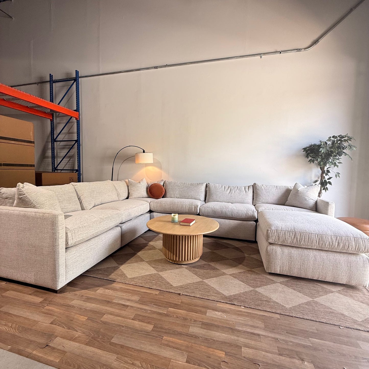 Brook Grand Corner Sectional + Ottoman in Anquilla Ivory Performance Chenille — Kindred Couches