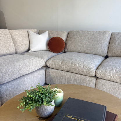 Cypress Corner Sectional in Oatmeal Basketweave, front close-up