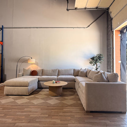 Brook Grand Corner Sectional + Ottoman in Milano Sand Velvet — Kindred Couches