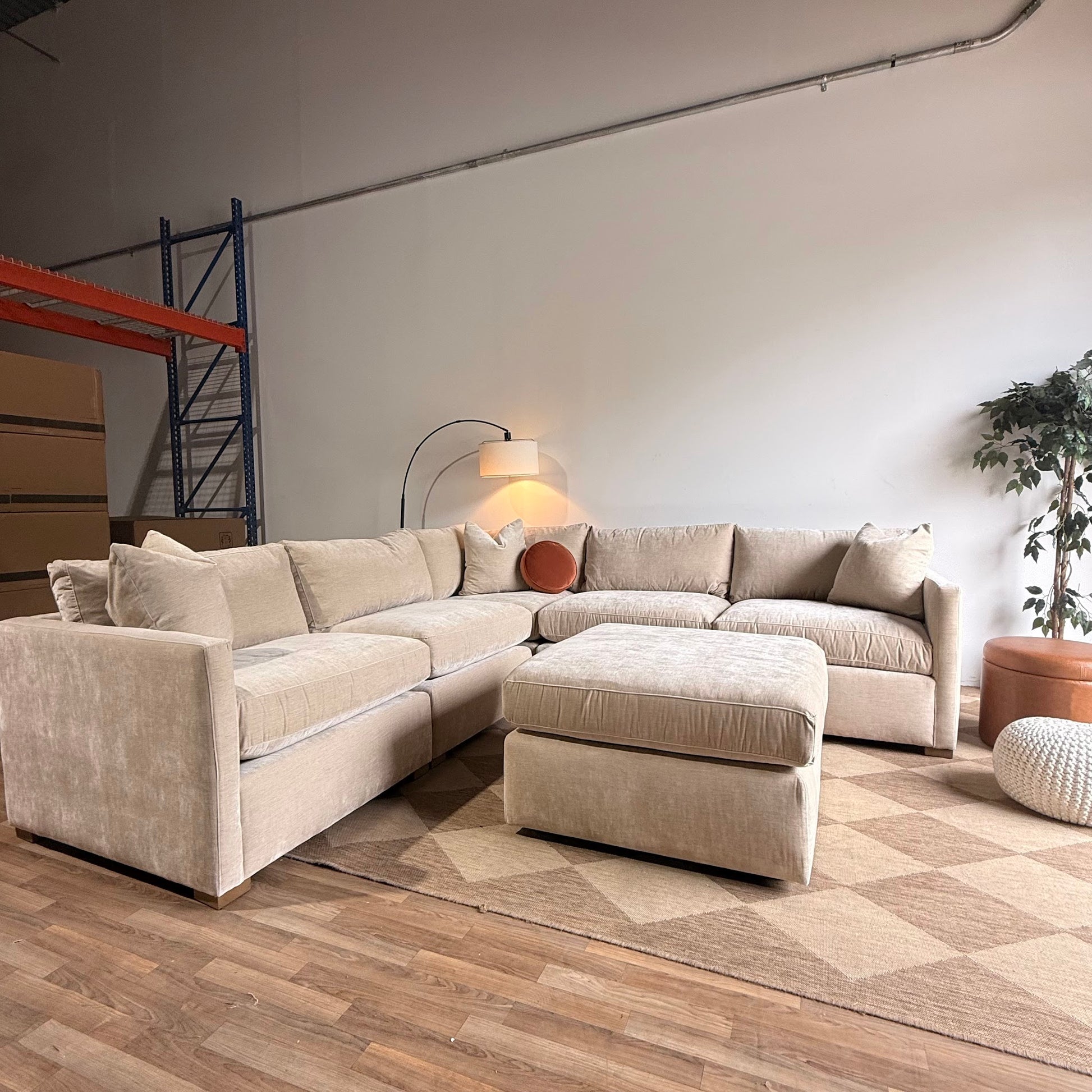 Brook Corner Sectional + Ottoman - Milano Velvet