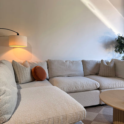 Albany Park Kova Box Cushion L-Shape Corner Sectional in Alabaster Bouclé