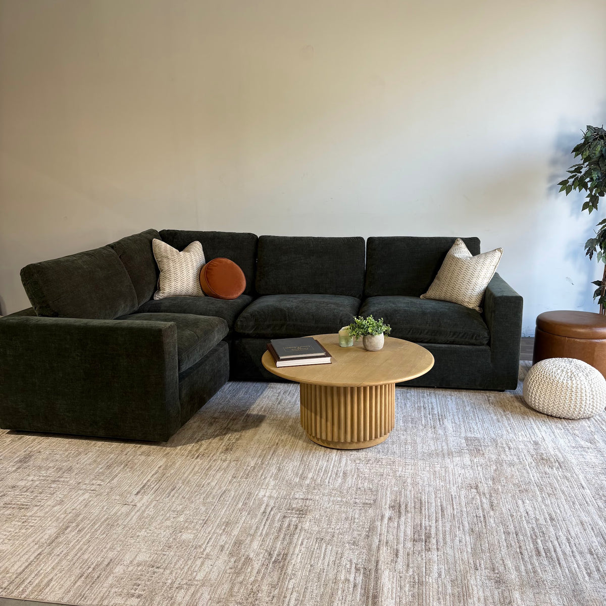 Cypress L-Shape Enclosed in Velvet Forest Green, right view