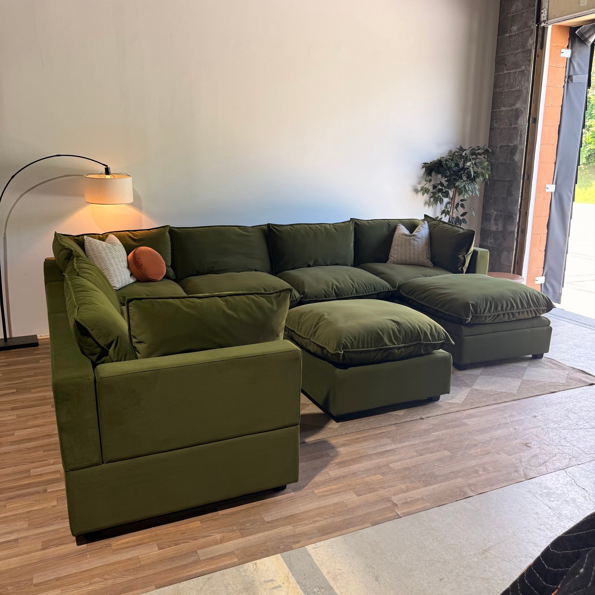 Albany Park Kova Grand Corner Sectional in Olive Velvet