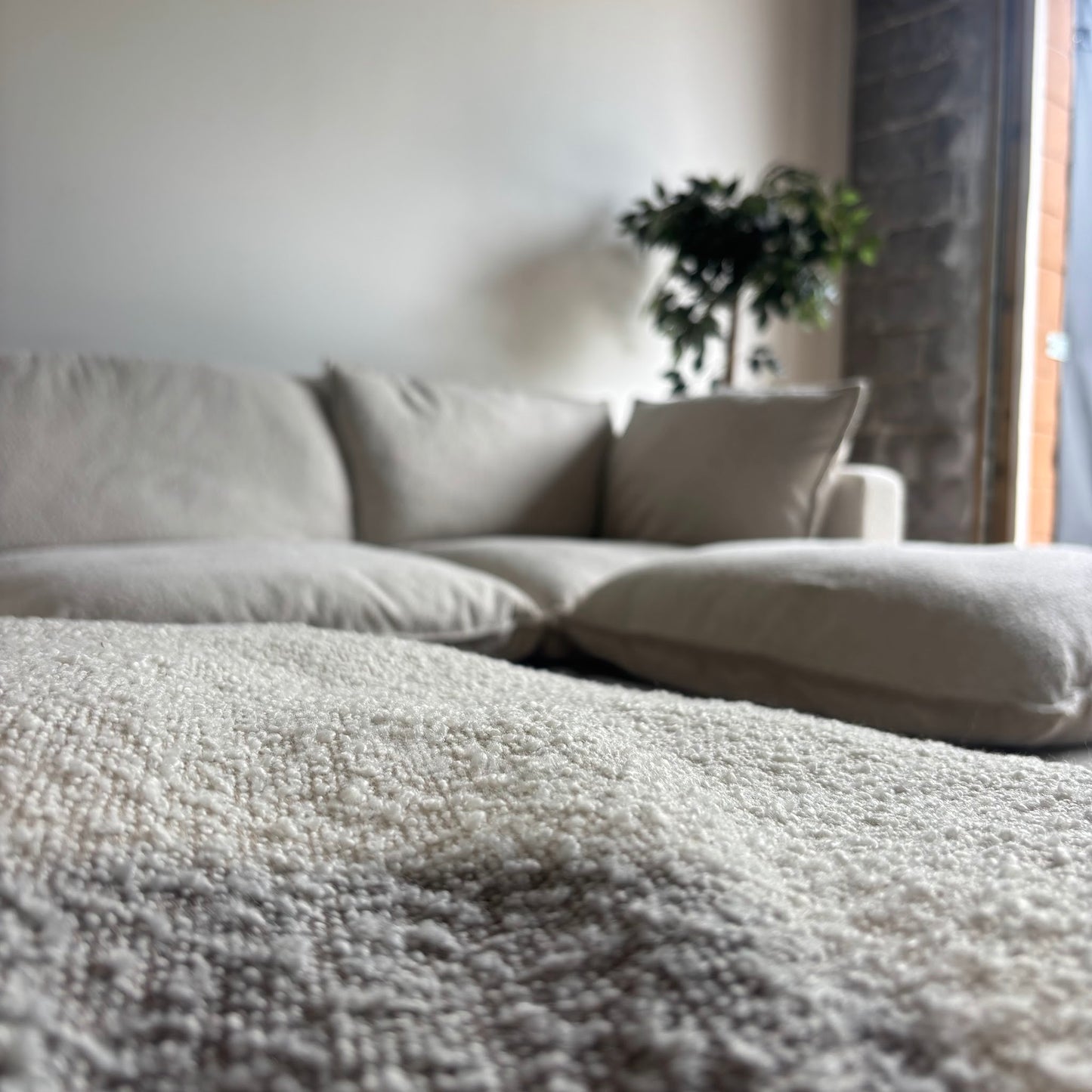 Albany Park Kova Pillow Cushion Grand Corner in Alabaster Bouclé
