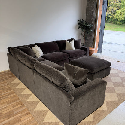 Woodland Corner Sectional with Classic Ottoman from the left