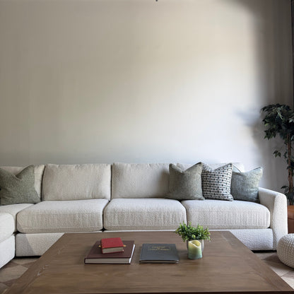 Oak Grand Corner Sectional in Performance Snow Boucle by Kindred Couches