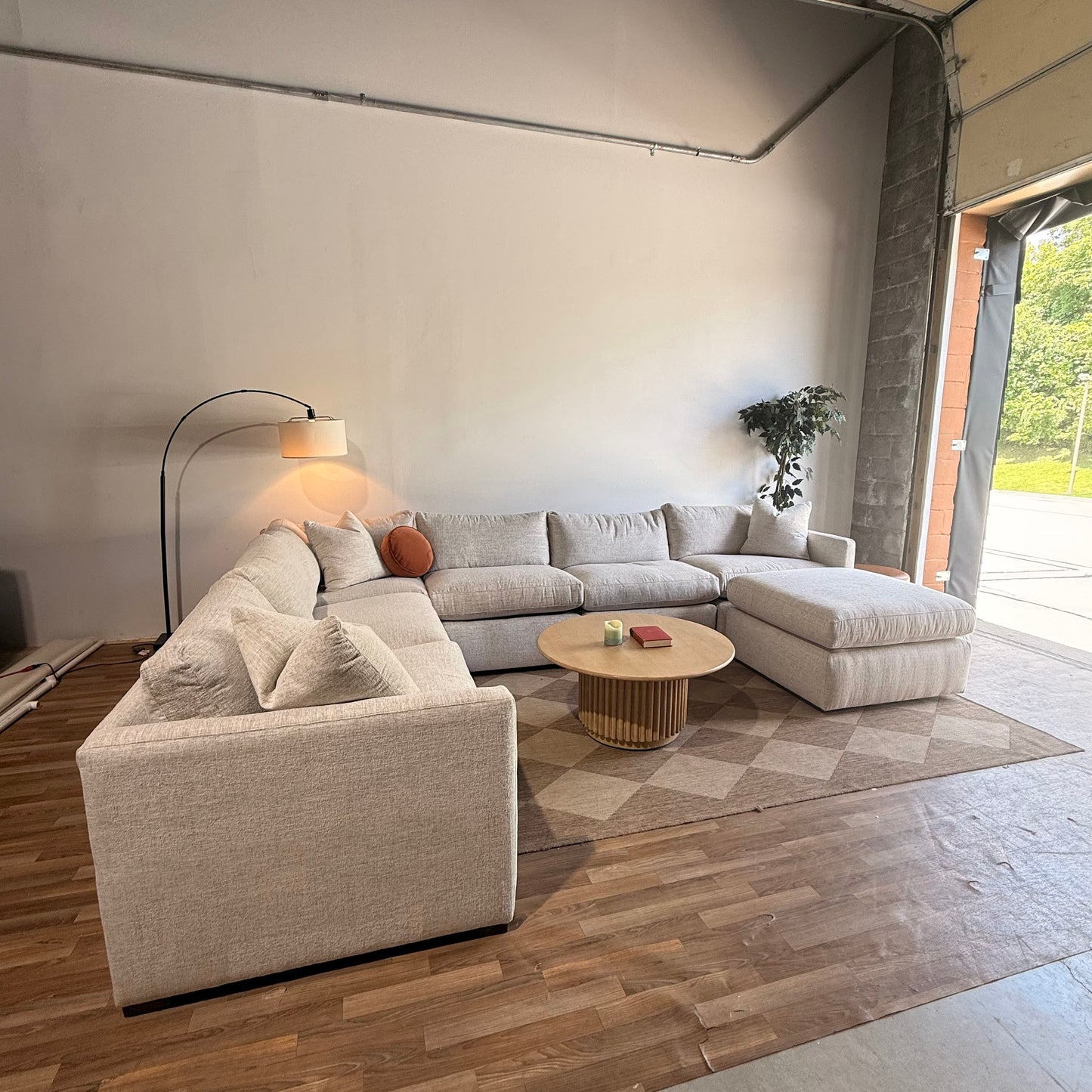 Brook Grand Corner Sectional + Ottoman in Anquilla Ivory Performance Chenille — Kindred Couches