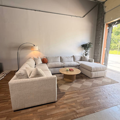 Brook Grand Corner Sectional + Ottoman in Anquilla Ivory Performance Chenille — Kindred Couches