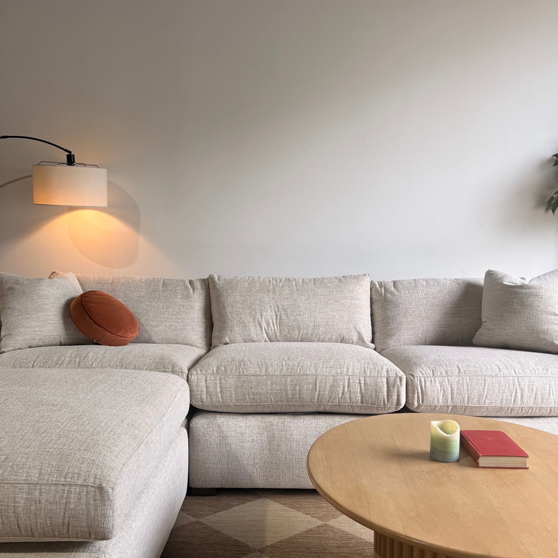 Brook Sofa + Ottoman in Anquilla Ivory Performance Chenille — Kindred Couches