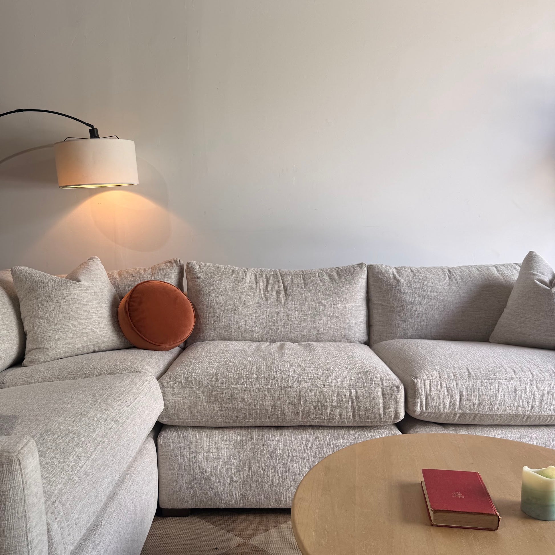 Brook L-Shape Enclosed Sectional in Anquilla Ivory Performance Chenille — Kindred Couches