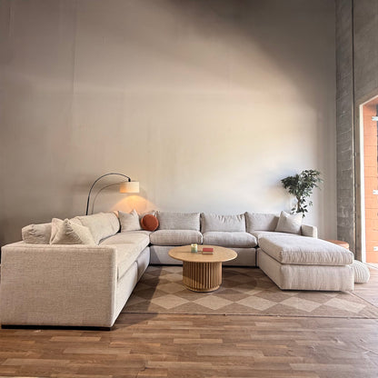 Brook Grand Corner Sectional + Ottoman in Anquilla Ivory Performance Chenille — Kindred Couches
