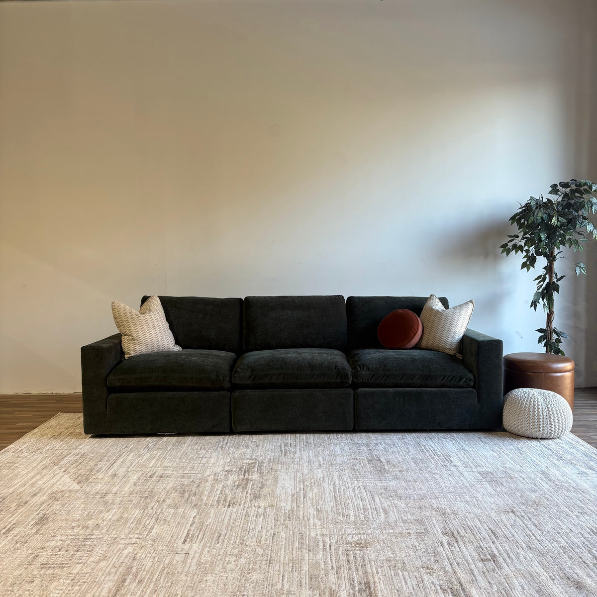 Cypress Sofa in Velvet Forest Green, front view