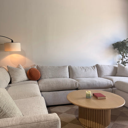 Brook Grand Corner Sectional + Ottoman in Anquilla Ivory Performance Chenille — Kindred Couches