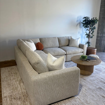 Cypress Corner Sectional in Oatmeal Basketweave, left view