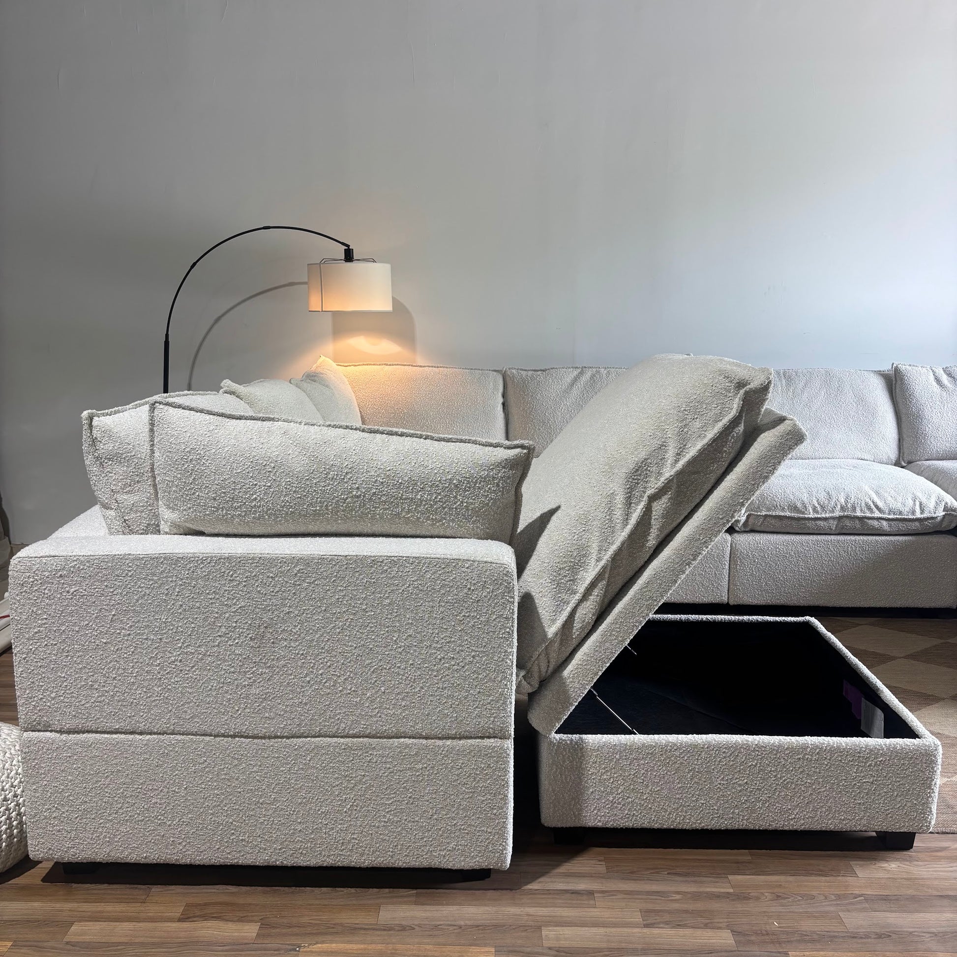 Albany Park Kova Pillow Cushion Grand Corner in Alabaster Bouclé