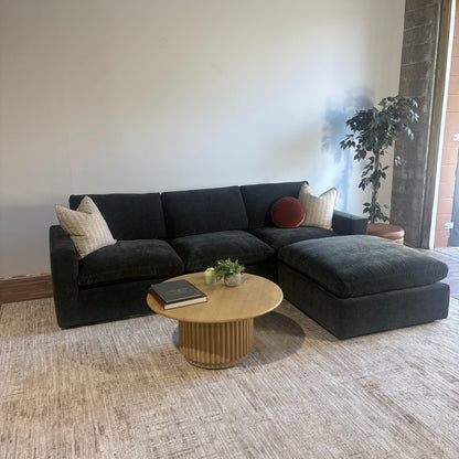 Cypress Sofa + Ottoman in Velvet Forest Green, left view