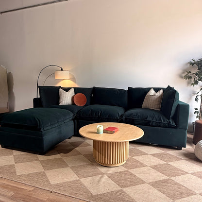 Albany Park Kova Sofa 122 + Ottoman in Dark Teal Velvet