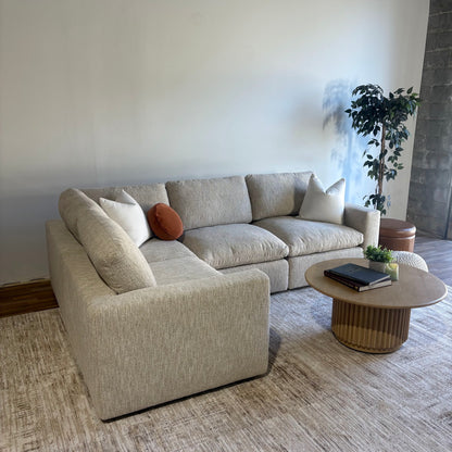 Cypress L-Shape Enclosed in Oatmeal Basketweave, left view