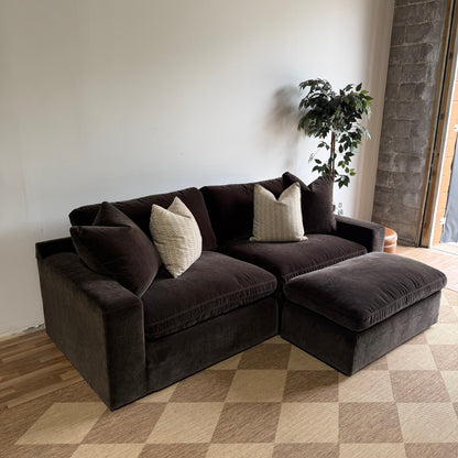 Woodland Loveseat with Slim Ottoman from the right