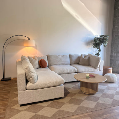 Albany Park Kova Box Cushion L-Shape Corner Sectional in Alabaster Bouclé