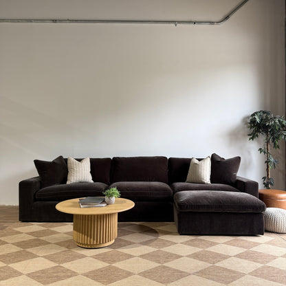 Woodland Sofa with Slim Ottoman in Chocolate Velvet