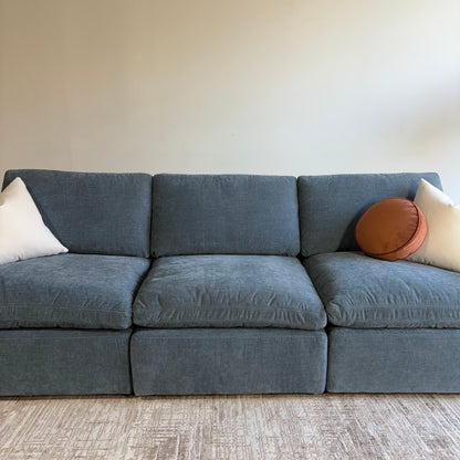 Cypress Sofa in Velvet Opal Blue, front close-up