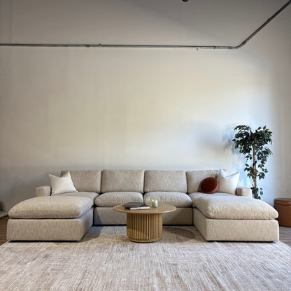 Cypress Double Chaise in Oatmeal Basketweave, front view