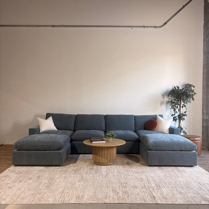 Cypress Double Chaise in Velvet Opal Blue, front view