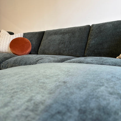 Cypress L-Shape + Ottoman in Velvet Forest Green, fabric detail