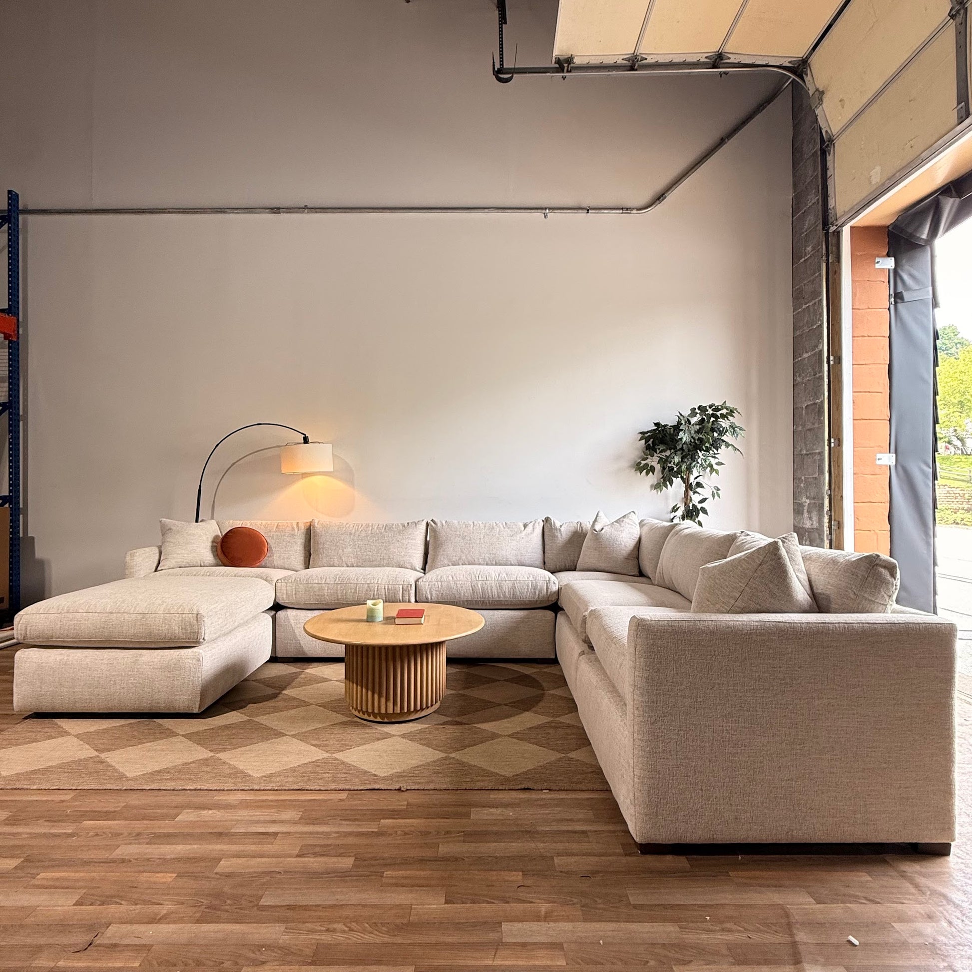 Brook Grand Corner Sectional + Ottoman in Anquilla Ivory Performance Chenille — Kindred Couches