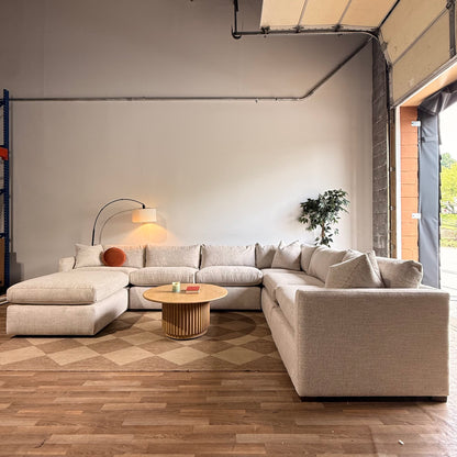 Brook Grand Corner Sectional + Ottoman in Anquilla Ivory Performance Chenille — Kindred Couches