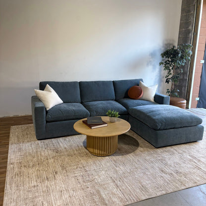 Cypress Sofa + Ottoman in Velvet Opal Blue, left view