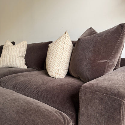 Woodland Loveseat with Classic Ottoman cushion detail
