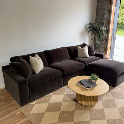 Woodland Sofa with Classic Ottoman from the right