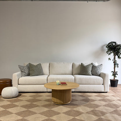 Oak Sofa in Performance Snow Boucle by Kindred Couches