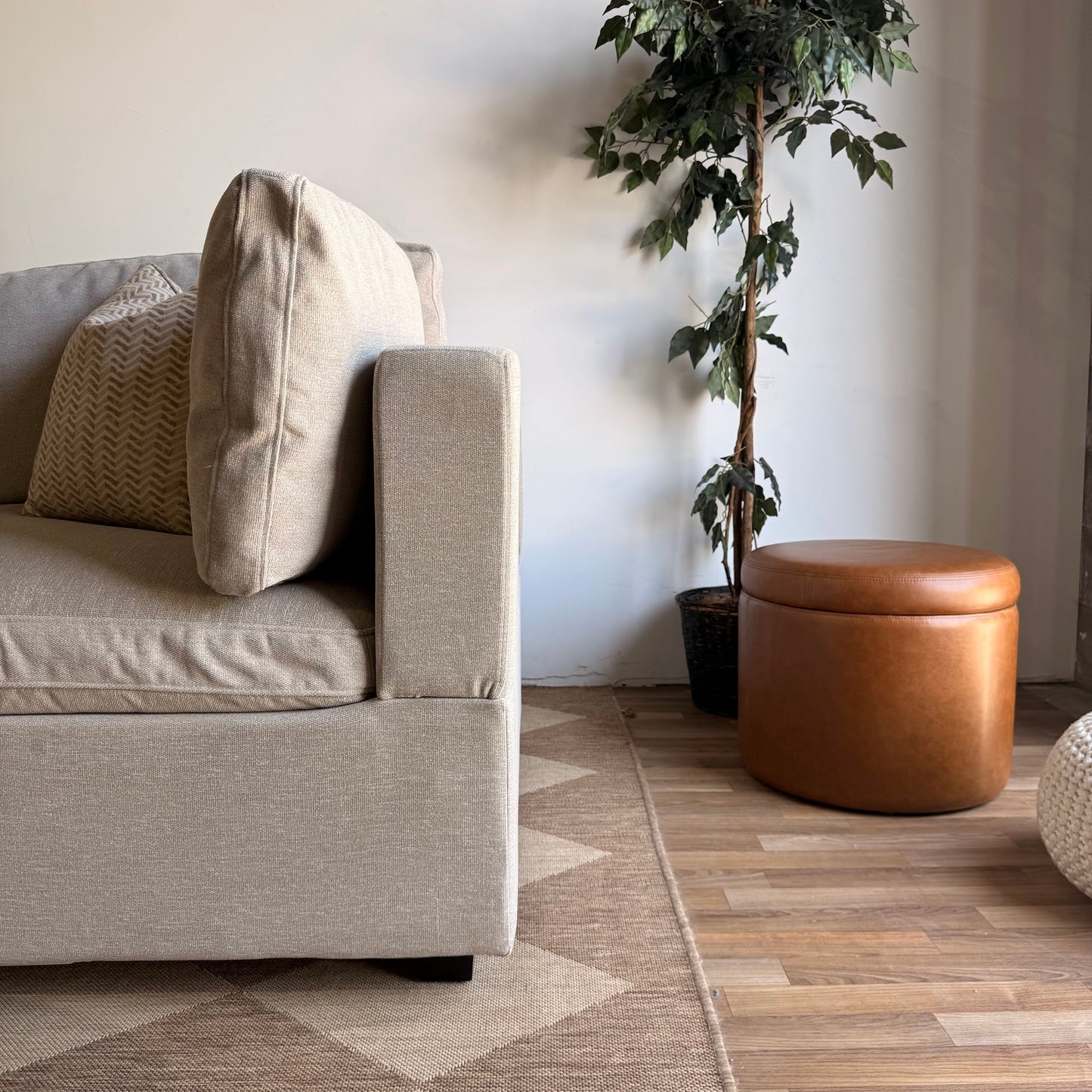 Albany Park Kova Box Cushion L-Shape in Oatmeal Chenille
