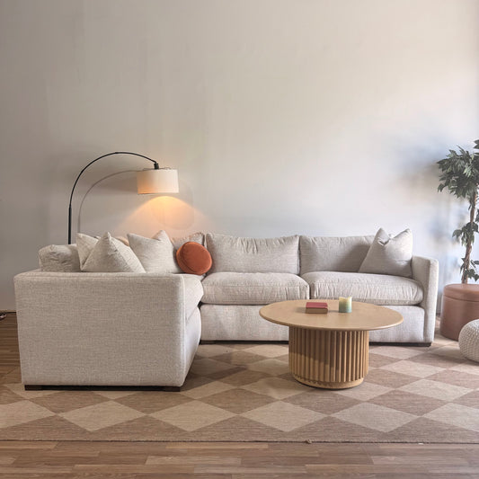 Brook L-Shape Enclosed Sectional in Anquilla Ivory Performance Chenille — Kindred Couches