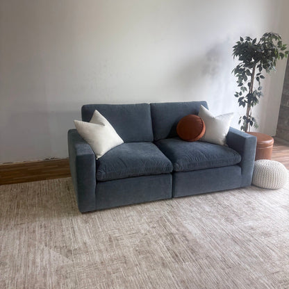 Cypress Loveseat in Velvet Opal Blue, left view